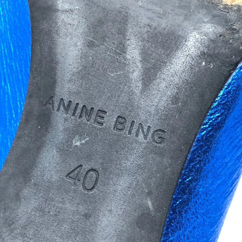 Anine Bing Metallic Blue Ankle Boots Womens 40 US 9 Electric Blue Pointed Kitten